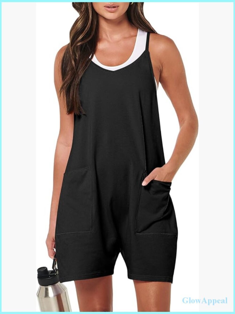 Loose Sleeveless Spaghetti Strap Shorts Jumpsuit Rompers Summer Beach Casual